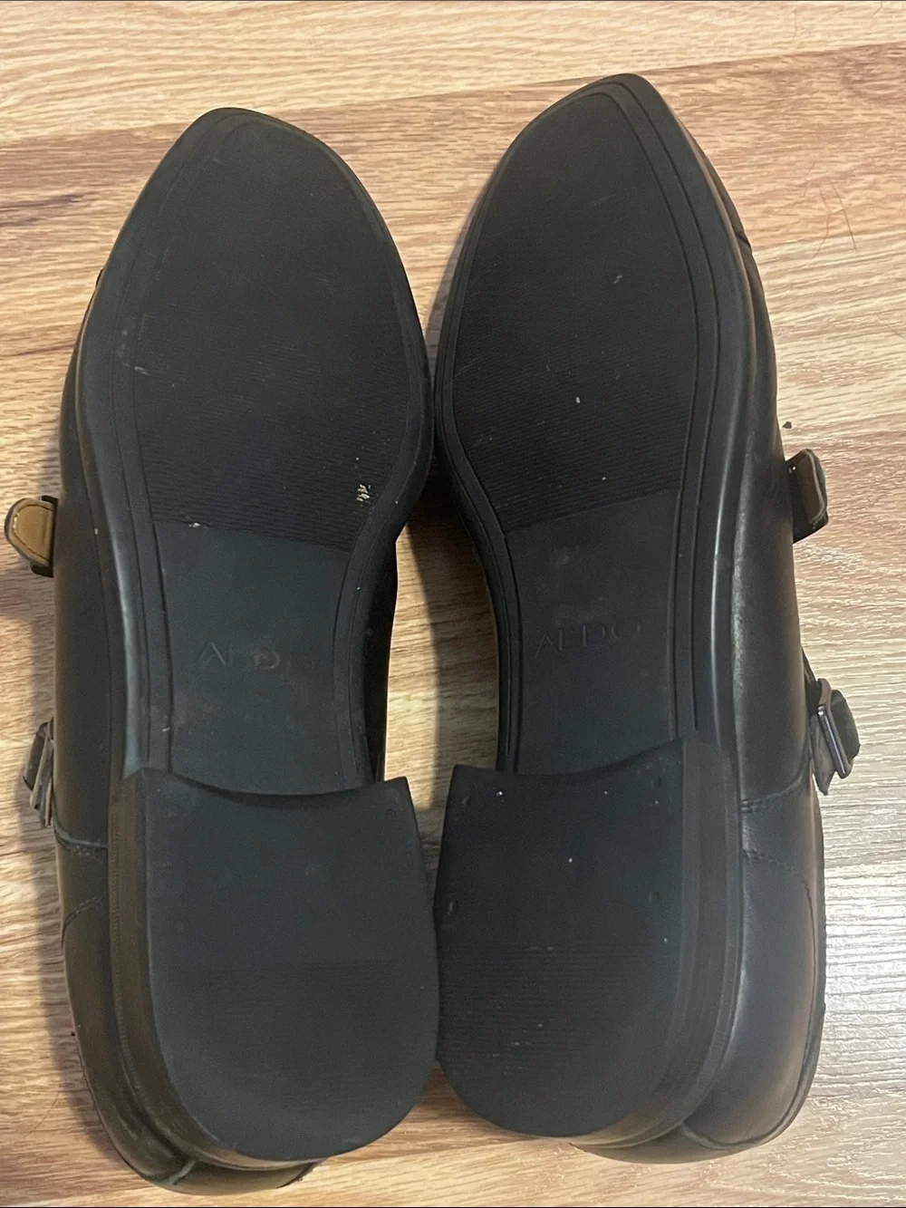 Aldo Black Leather Double Monk Strap Oxfords